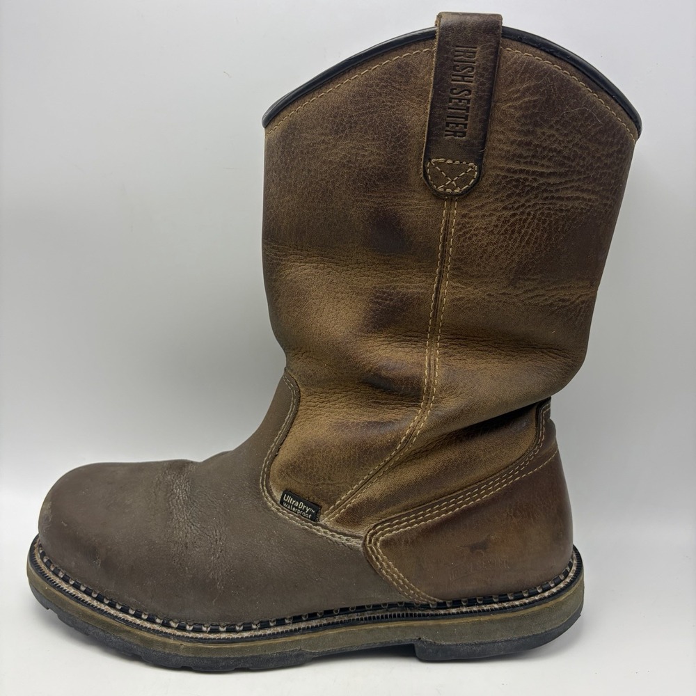 Irish Setter Work Boots Mens 10.5 Brown Leather Pull On Safety Toe 83952 Read